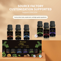 Ensemble de 6 huiles essentielles aromatiques (10 ml) - Parfums de bois de santal, patchouli, encens pour diffuseur, massage et aromathérapie à domicile, cadeau