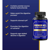 Capsule de chlorhydrate de bétaïne HCL 500 mg certifiée GMP, marque privée, purement végétalienne, favorise le pH de l'estomac et la santé digestive, complément alimentaire