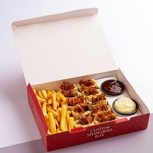 Envase de cartón corrugado biodegradable y ecológico con tapa ventilada y logotipo personalizado para patatas fritas, carne, aperitivos halal, catering, fiestas y comida para llevar - Product Image 5