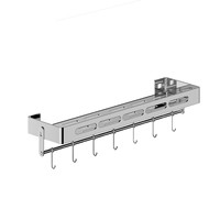 Étagère de rangement murale rectangulaire en acier inoxydable pour salle de bain, barre porte-serviettes, crochets, organisateur multifonctionnel pour salles de bain et cuisines