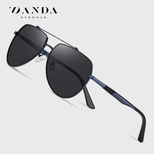 DANDA Men's Polarized Rectangle Sunglasses UV400 Anti Glare Fishing Metal Frame <b>Spring</b> <b>Hinges</b> - Product Image 1