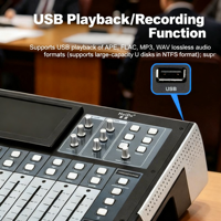 Console audio numérique professionnelle 10 canaux AE-S10 avec écran tactile 7 pouces, contrôle Wi-Fi iPad et commandes d'égaliseur métalliques pour DJ et scène