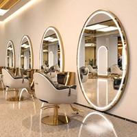 Miroir de coiffeur mural ovale rond lumineux à écran tactile intelligent moderne CF pour salle de bain