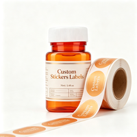 Bouteille ronde personnalisée de 120 cc en PET à large ouverture avec étiquettes autocollantes imprimées pour l'emballage de capsules, de comprimés et de produits de santé