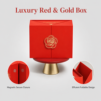 Boîte cadeau rigide magnétique en or rose, pour la Saint-Valentin, bijoux, mariage, cosmétiques, emballage personnalisé, logo personnalisé, boîte en papier rouge de luxe