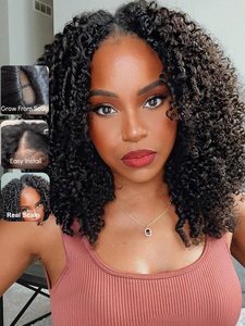 V partie perruques cheveux humains Jerry bouclés pince sans colle dans Vpart perruque Minimal Leave Out Upgrade U partie perruque de cheveux humains 10-30 pouces - Product Image 4