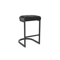 Tabouret de bar en velours au design moderne avec base arquée en métal noir, siège confortable pour bar à domicile, comptoir de cuisine, îlot de cuisine