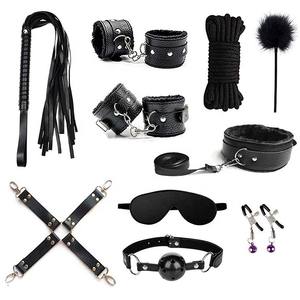 YPM Bdsm Sex Toy Sexy Slave Leather Bed Sm Fetish Bondage Kit 10pcs <span class=keywords><strong>Handcuffs</strong></span> Bondage Restraints untuk Set Bondage Dewasa - Product Image 1