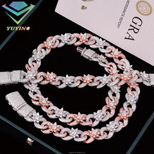 Catena cubana fiore di lusso 15mm S925 D Vvs Moissanite diamante gioielli Hip Hop due colori toni infinita catena Moissanite cubana - Product Image 5