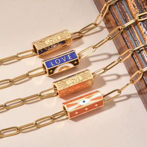 Collana Boho con Clip per Donne, Catena in Acciaio Inossidabile, Ciondolo Occhio Turco Dorato, Gioielli Estetici Portafortuna - Product Image 3