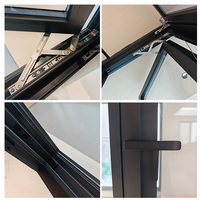 DERCHI NFRC USA Standard Résidentiel Triple Vitrage Mince Fenêtres À Battants Impact D'ouragan Moderne Cadre Étroit Fenêtres En Aluminium