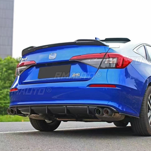 For Honda Civic 11th 2021 2022 <b>ABS</b> Carbon Bumper Rear Trunk Diffuser Bumper Lip Spoiler Body Kit - Product Image 5