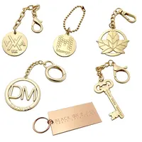 Etiquetas colgantes redondas de oro personalizadas, logotipo de marca de metal grabado con cadena de bola para bolsos