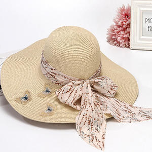 Custom Women UV Protection Bowknot Wide Brim Floppy Beach Sun Visor <b>Hats</b> Breathable <b>Summer</b> <b>Straw</b> <b>Hat</b> - Product Image 5