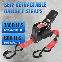 Sangle de fixation automatique en polyester de 25 mm, système de cerclage rétractable à cliquet avec résistance à la rupture de 1800 lb et crochet en S