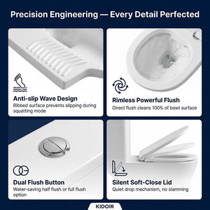 KIDOIR WC Integrato 2 in 1 Salvaspazio con Seduta per Squat, Scarico Doppio Silenzioso, Vendita Diretta dalla Fabbrica - Product Image 3