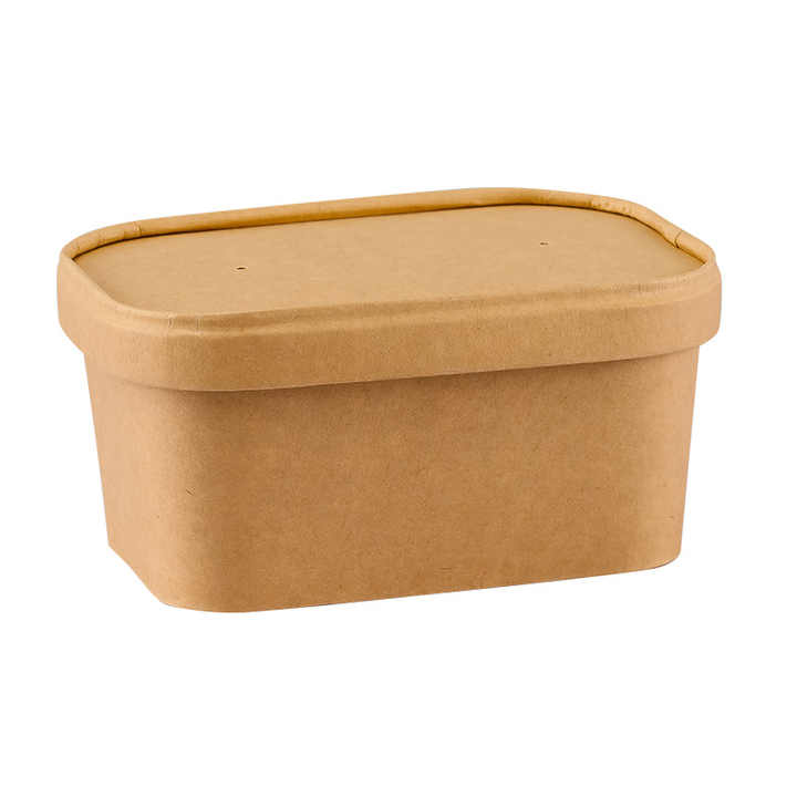 Disposable Take Away Kraft Paper Salad Bowl with PET Lid Kraft ...