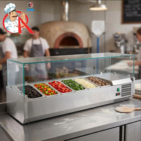 Meja atas Salad Bar katering prasmanan es Bin tampilan kecil kulkas peralatan dapur Bar Salad meja persiapan pendingin