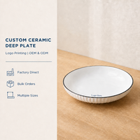 Lot de Plats Creux en Céramique de 18 cm et 20,5 cm (7 et 8 Pouces) en Porcelaine avec Bord Noir pour Hôtels et Restaurants – Vaisselle Professionnelle en Gros