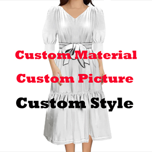 New Summer Polynesian <strong>Dresses</strong> Women Lady Elegant Puff Sleeve Tiered Midi <strong>Dress</strong> With Belts Lace up Custom <strong>Plus</strong> <strong>Size</strong> Womens <strong>Dress</strong> - Product Image 5