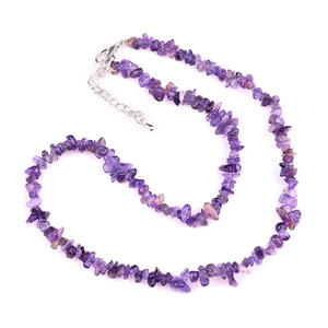 Collana con Chips di Pietre Preziose Naturali, Collana di Perle Irregolari di Cristallo di Ametista, Catena Sportiva per Clavicola 40 + 5cm - Product Image 6