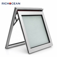 Ventanas de Aluminio Resistentes RICHOCEAN, Ventanas Abatibles con Vidrio Esmerilado para Baño, Protección Contra la Intemperie y Privacidad