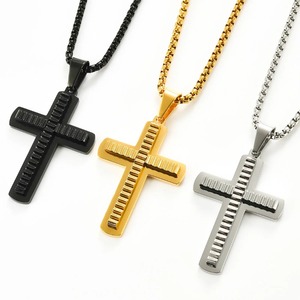 Stainless Steel Creative <b>Cross</b> <b>Pendant</b> Necklace For <b>Men</b> Women <b>Men's</b> Jewelry Geometric Shape No Faded Christian Metal Jewelry - Product Image 2