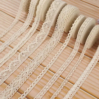 Ruban de dentelle beige à bordure crochetée, ruban de dentelle vintage assorti à œillets, rouleau de rubans de dentelle pour bricolage, artisanat de mariage, couture, emballage cadeau