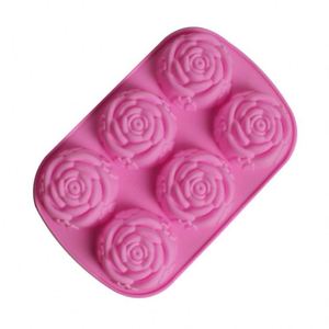 Cetakan Silikon DIY Berkualitas Tinggi dari Supplier Cina, 6 Lubang Bentuk Mawar 3D untuk Kue, Puding, dan Jelly - Product Image 1