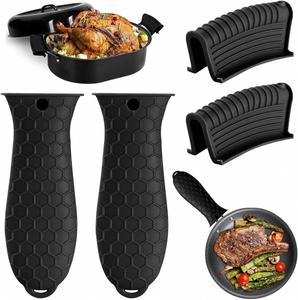 Juego de 4 piezas de protectores de silicona ecológicos antideslizantes con funda de agarre resistente al calor para utensilios de cocina - Product Image 4