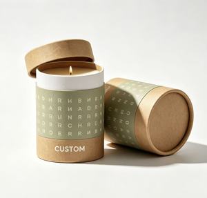 Custom Craft Paper Tube Green Gold <b>Foil</b> Recyclable Packaging with Hot Stamping Design for Candle Gift & Cosmetic - Product Image 1