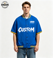 Maillot de baseball décontracté unisexe personnalisé à col en V, brodé et imprimé, style américain, en coton, grande taille, avec boutons-pression, ODM