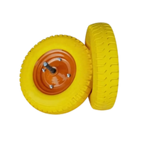 Roda Logam OEM Pabrik 16 inci, Ban Tubeless Solid 4.00-8, Roda Busa PU untuk Gerobak Dorong, Troli, dan Gerobak Dorong dengan Bantalan