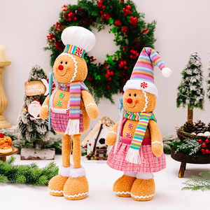 Décoration de Noël écologique en non-tissé, bonhomme en pain d'épices rétractable en peluche polaire, poupée mignonne personnalisable en couleur - Product Image 1