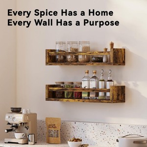 <b>Wall</b> <b>Mounted</b> Wooden Spice Rack 3 Tier Large Capacity Kitchen Storage <b>Shelf</b> For Condiments And Pantry Items - Product Image 3