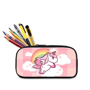 Unicorn Pouch Pencil Case Min Order 1 Kids Cosmetic Zipper Handle Bag Custom Logo