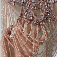 Accessoires de luxe pour vêtements de mariée : Applique florale à tige en sequins et strass, tissu en dentelle perlée pour couture de robe de mariée