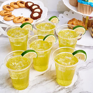 Gobelets jetables écologiques en PET à paroi simple de 10 oz, personnalisés avec un motif rond imprimé, pour café, bubble tea, boissons aux fruits, vin, avec couvercles - Product Image 2