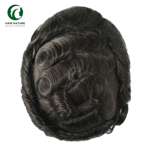 Sistema de Tupé de Cabello Indio Negro con Textura Ondulada Natural y Encaje Alemán para Hombres, Densidad 130%, Nudos Delanteros Bien Decolorados, Reemplazo - Product Image 3