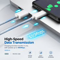Câble de charge rapide USB en gros, tressé en nylon, type C, pour transfert de données PD, compatible iPhone, Android et tablettes