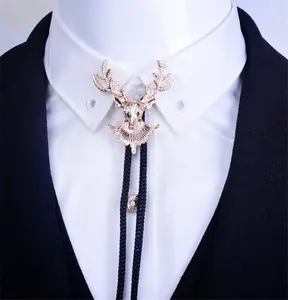 Gravata de cowboy do ocidental, banhada a ouro, cervos, bolo, gravata de pescoço personalizada, preço de fábrica, venda imperdível