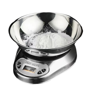 Báscula Digital de Cocina para Alimentos, 10 kg, Pantalla Ovalada, Acero Inoxidable con Tapa SF-EK03 Profesional - Product Image 1