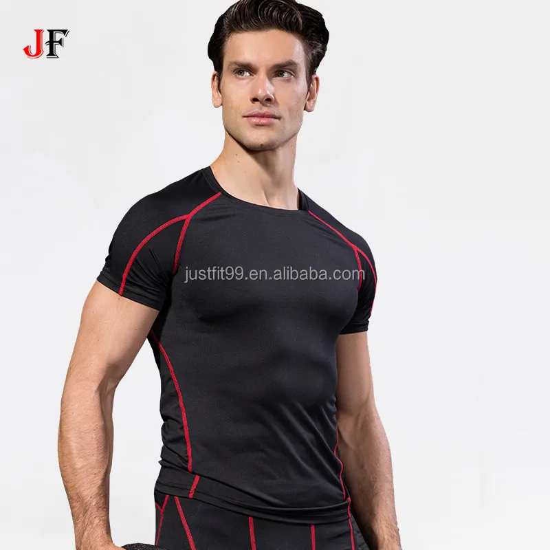 Vente en gros de vêtements de fitness pour hommes athlétiques coupe sèche t-shirt de course à pied vêtements de sport t-shirts de gymnastique de compression