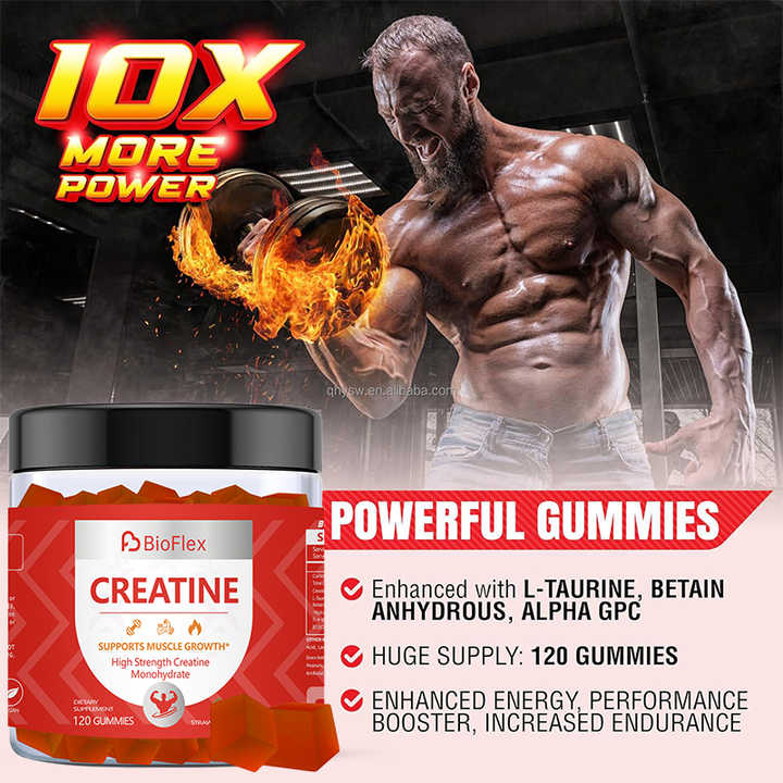 OEM Private Label Creatine Monohydrate Gummies for Muscle Gain More Strength and Faster Recovery Creatine Gummies