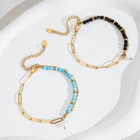 Pulsera de Cadena Gruesa con Perlas Barrocas Blancas de Agua Dulce y Piedras Naturales Vibrantes, Chapada en Oro PVD de 18K, Marca Bingxin, para Mujer