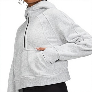 Ropa de Yoga, Sudadera Corta de Invierno para Mujer, Deportiva, con Media Cremallera, Forro Polar, para Correr al Aire Libre, de Secado Rápido - Product Image 1