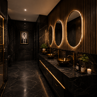 Comptoir de présentation personnalisé en acier inoxydable de haute qualité pour hôtel, bar, pub, design commercial moderne et luxueux avec éclairage LED.