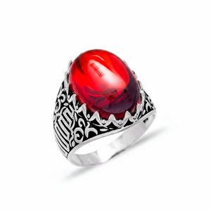 Ottoman Design Oval Cut Red Agate Gemstone Ottoman <b>Men</b> Design Turkish Handcmade Wholesale Authentic 925 <b>Silver</b> <b>Men</b> <b>Ring</b> - Product Image 2