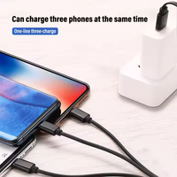 Kabel Pengisian Daya Cepat Portabel USB Retractable 3-in-1 Standar dengan LOGO Kustom, Konduktor Tembaga Murni TPE untuk Ponsel