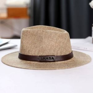 Linen Cheap Summer <b>Men</b> Panama <b>Hat</b> Wide Brim Fedora Bamboo Fiber Beach Sun <b>Hat</b> Sunscreen Sombreros Plain <b>Straw</b> <b>Hat</b> - Product Image 4